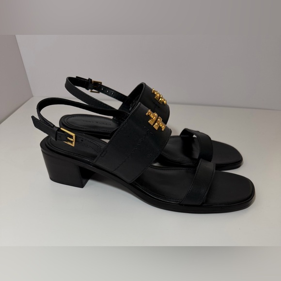 +TORY BURCH eleanor heel sandal in black - Picture 3 of 9